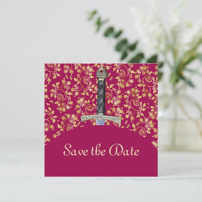 Mediaeval Gold Save The Date (Standing Front)