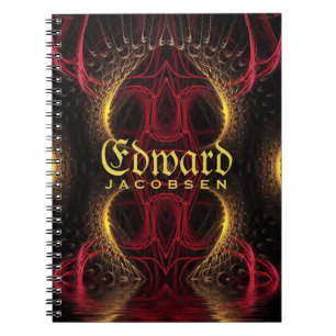 Mediaeval Golden Hearts Fantasy Fractal Art Notebook