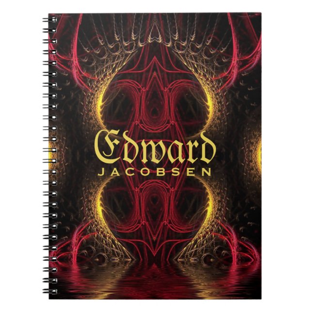 Mediaeval Golden Hearts Fantasy Fractal Art Notebook (Front)