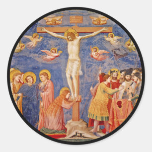 Mediaeval Good Friday Scene Classic Round Sticker