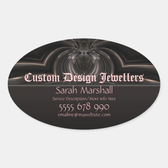 Mediaeval Goth Fantasy Jewellers Promotional Stick Oval Sticker (Front)