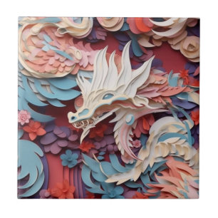 Mediaeval Gothic Fantasy Dragon Head 3D Abstract Ceramic Tile