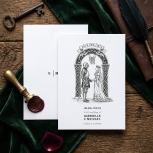 Mediaeval Gothic Knight Bride Groom Arch Save The Date