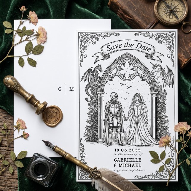 Mediaeval Gothic Knight Bride Groom Save The Date (Creator Uploaded)