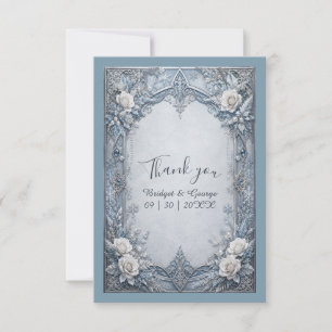 Mediaeval Gothic Winter Ice Silver Wedding Thank You Card