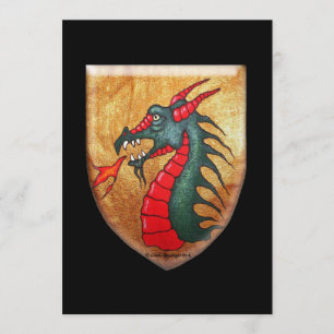 Mediaeval Green Dragon Shield Invitation