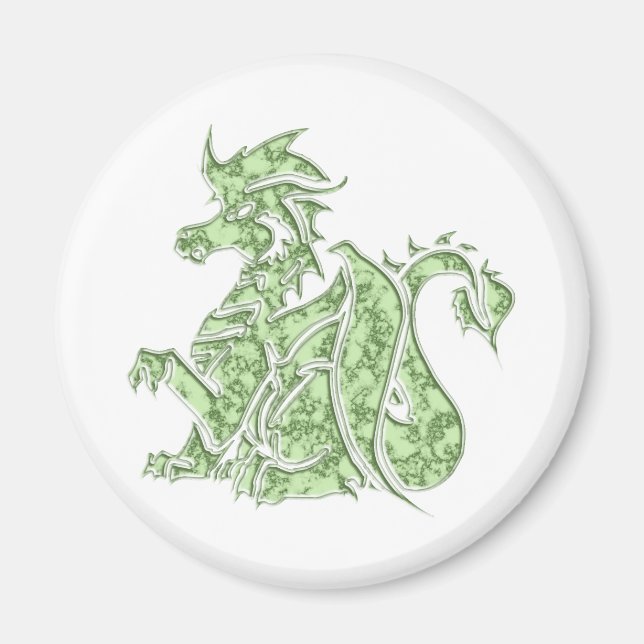 Mediaeval Green Marble Mythical Fantasy Dragon Magnet (Front)