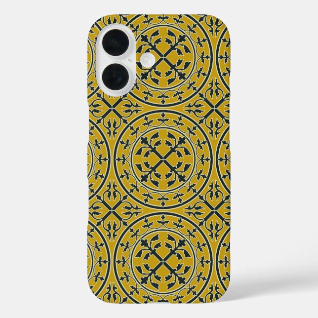Mediaeval Green Mustard Wreath Leaves Romanesque Case-Mate iPhone Case (Back)