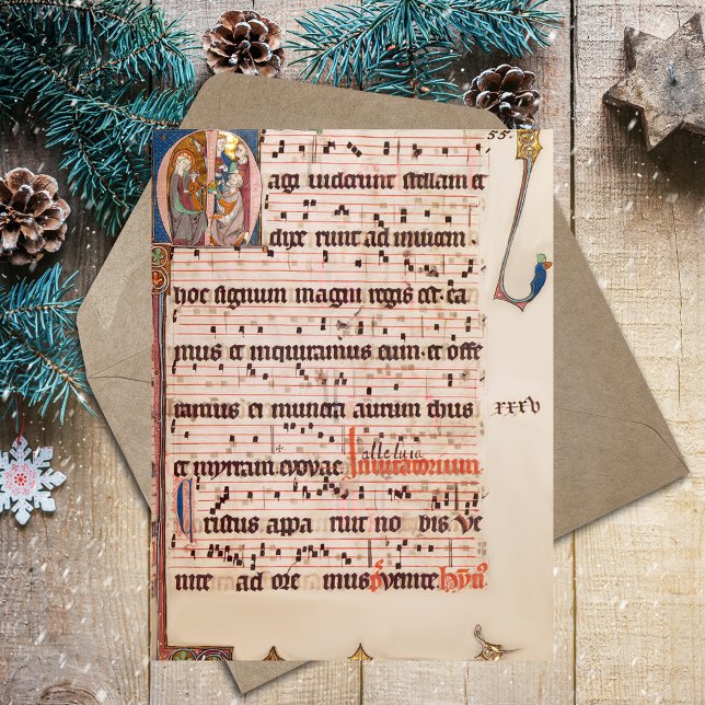 Mediaeval Gregorian Chant Christmas Three Kings Postcard (Medieval Gregoriant Chant Epiphany Three Kings Day Catholic Christian Religious Postcard)