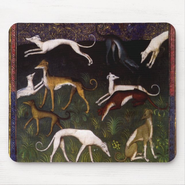 Mediaeval Greyhounds in the Deep Woods Mouse Pad (Front)