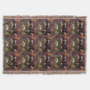 Mediaeval Greyhounds In The Forest Pattern Throw Blanket