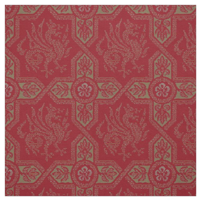 Mediaeval Griffin Dragon Pattern Fabric (Swatch)