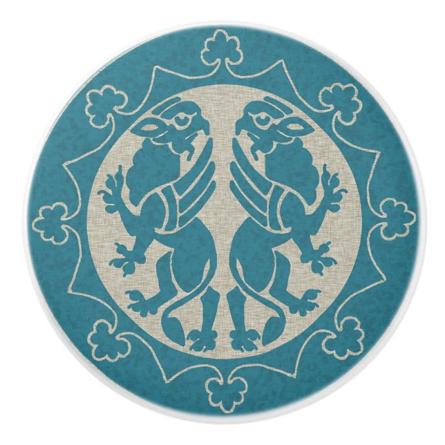 Mediaeval Griffins Ceramic Knob (Front)