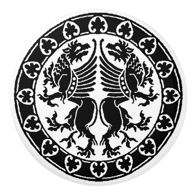 Mediaeval Griffins Ceramic Knob (Front)