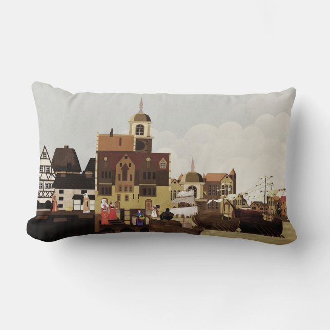 Mediaeval Harbour Lumbar Cushion (Front)
