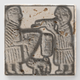 Mediaeval Harp and Pipe with Cat Stone Coaster