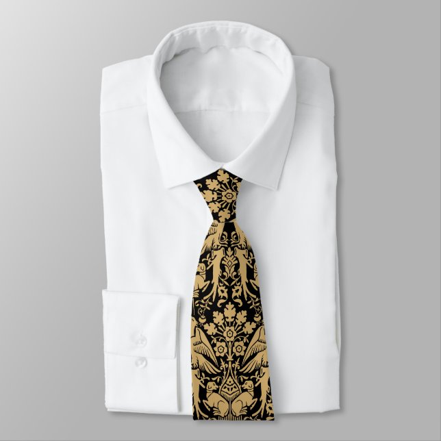 Mediaeval Hawks & Hounds Print Pattern Tie (Tied)
