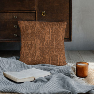 Mediaeval Heraldry Chateau Chic Russet Brown Cushion