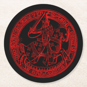 Mediaeval Heraldry Seal of Thomas de Beauchamp Round Paper Coaster