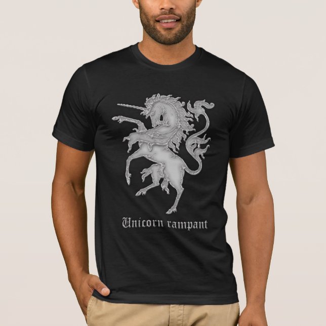 Mediaeval Heraldry Unicorn rampant white T-Shirt (Front)
