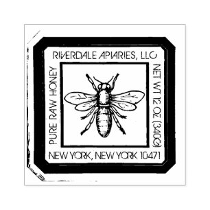 Mediaeval Honeybee Distressed Design Honey Label Rubber Stamp