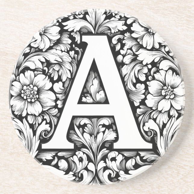 Mediaeval Illuminated Letter A Coaster (Front)