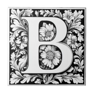Mediaeval Illuminated Letter B Ceramic Tile