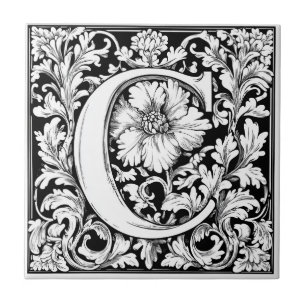 Mediaeval Illuminated Letter C Ceramic Tile