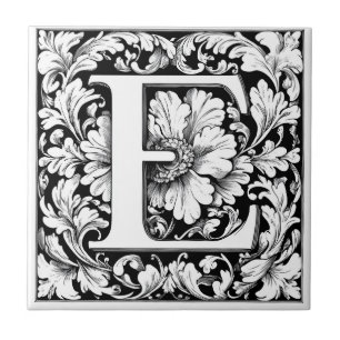 Mediaeval Illuminated Letter E Ceramic Tile