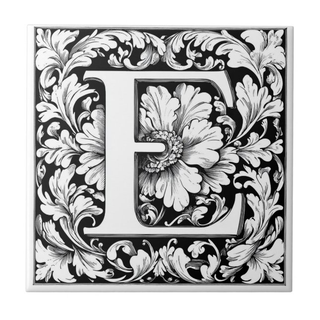Mediaeval Illuminated Letter E Ceramic Tile (Front)