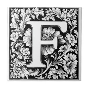 Mediaeval Illuminated Letter F Ceramic Tile