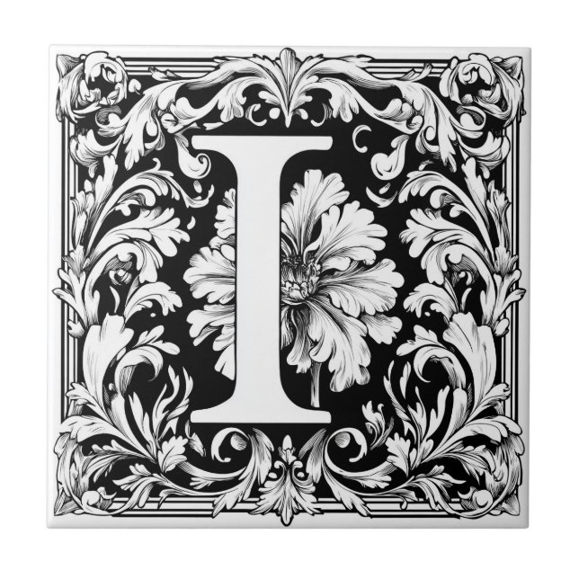 Mediaeval Illuminated Letter I Ceramic Tile (Front)