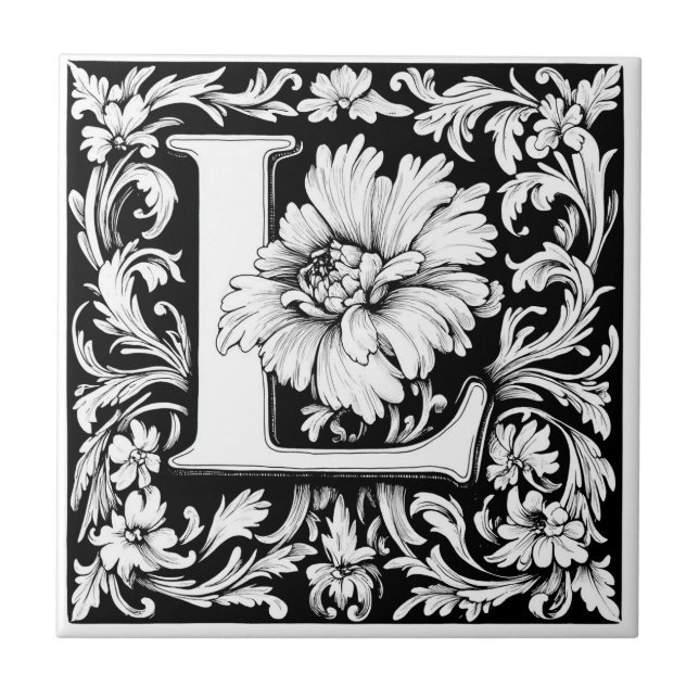 Mediaeval Illuminated Letter L  Ceramic Tile (Front)