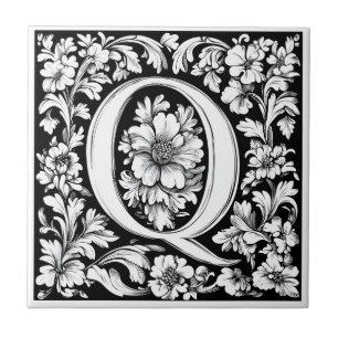 Mediaeval Illuminated Letter Q  Ceramic Tile