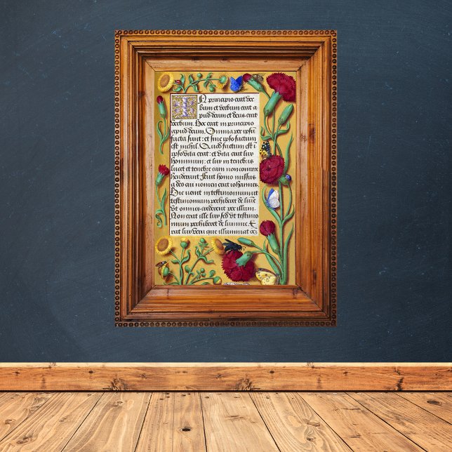 Mediaeval Illuminated Manuscript Gospel St John Poster (Medieval Illuminated Manuscript Gospel St John Catholic Christian Poster)