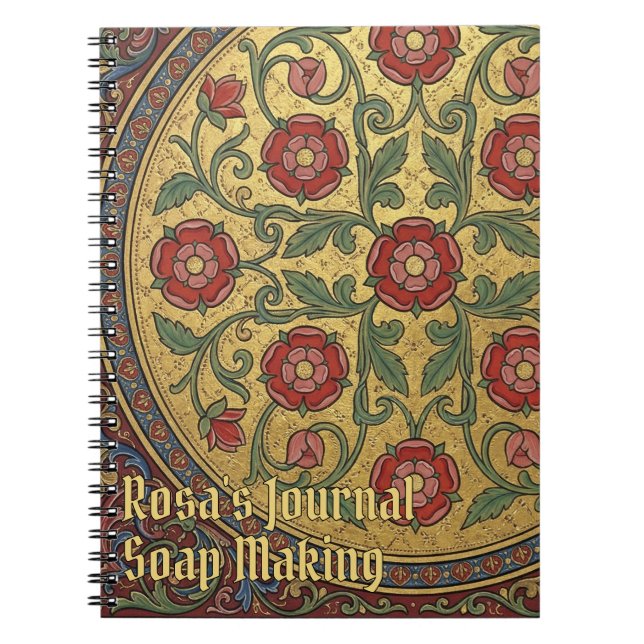 Mediaeval Illuminated Manuscript Rose Notebook (Front)