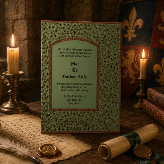 Mediaeval Illuminated Manuscript Vine Foliage Styl Invitation (Creator Uploaded)