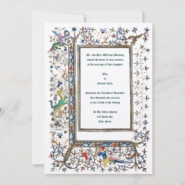 Mediaeval Illuminated Wedding Invitations (Front)
