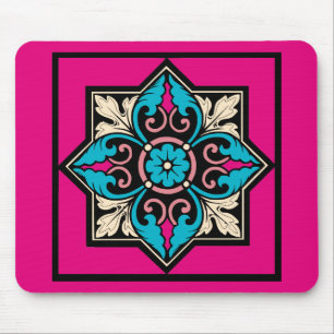 Mediaeval Illumination Arctic Blue Acanthus Leaf Mouse Pad