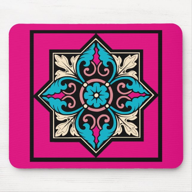 Mediaeval Illumination Arctic Blue Acanthus Leaf Mouse Pad (Front)