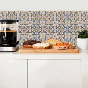 Mediaeval-inspired tile with botanical motifs