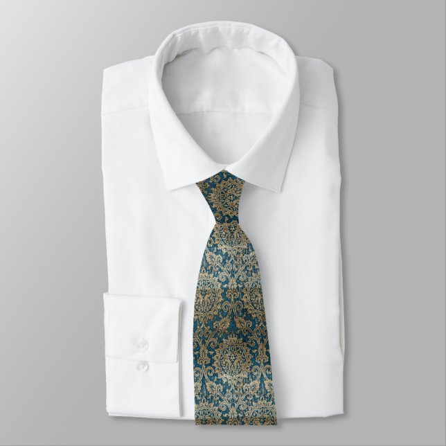 Mediaeval Italian Rabbits or Hares Pattern Tie (Tied)
