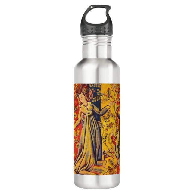 Mediaeval Italian Red Blue Yellow Chinoiserie  710 Ml Water Bottle (Front)