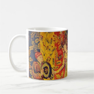 Mediaeval Italian Red Blue Yellow Chinoiserie Coffee Mug