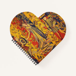 Mediaeval Italian Red Blue Yellow Chinoiserie Notebook