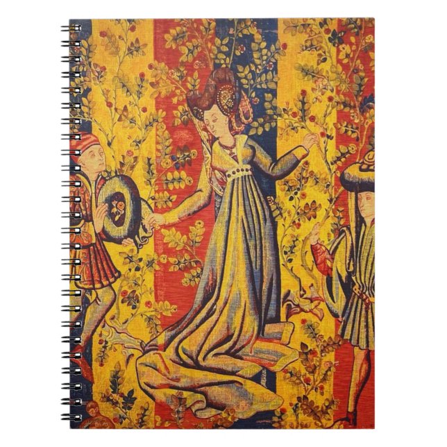 Mediaeval Italian Red Blue Yellow Chinoiserie  Notebook (Front)