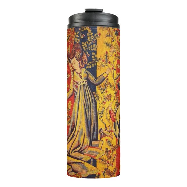 Mediaeval Italian Red Blue Yellow Chinoiserie  Thermal Tumbler (Front)