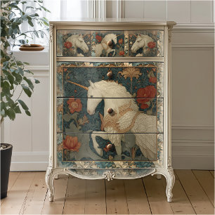 Mediaeval Jade Floral William Morris Style Unicorn Tissue Paper
