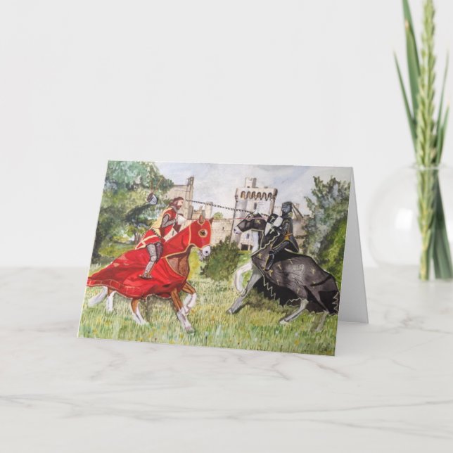 Mediaeval Joust against a Castle Blank Card (Front)