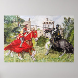 Mediaeval Joust against a Castle Poster
